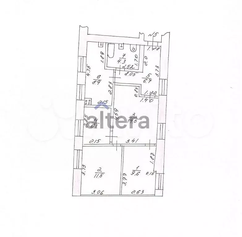 4-к. квартира, 61,6 м, 1/3 эт. - Фото 0