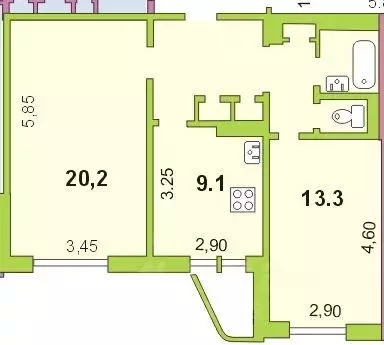 2-к кв. Мурманская область, Мурманск Кильдинская ул., 21 (57.7 м) - Фото 2