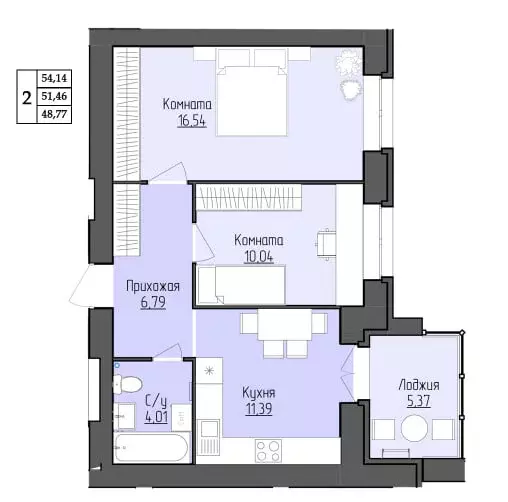 2-комнатная квартира: Ярославль, Ильинский переулок, 25 (54.14 м) - Фото 2