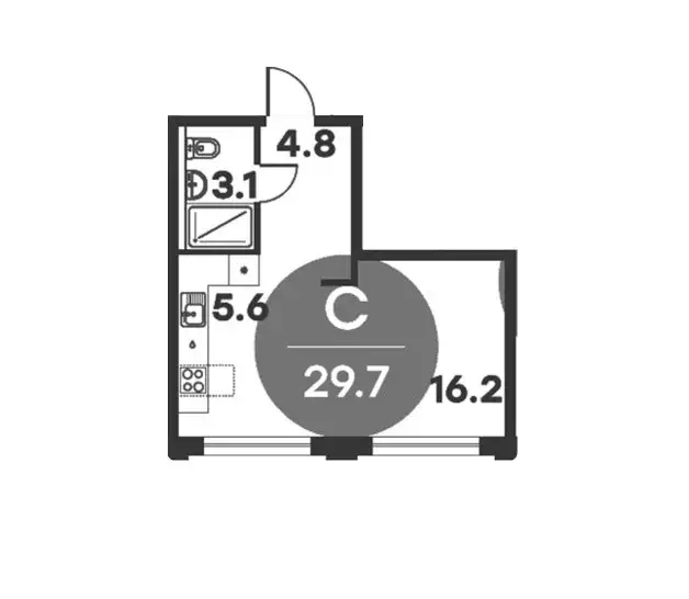 Продаётся квартира-студия, 29.7 м - Фото 0