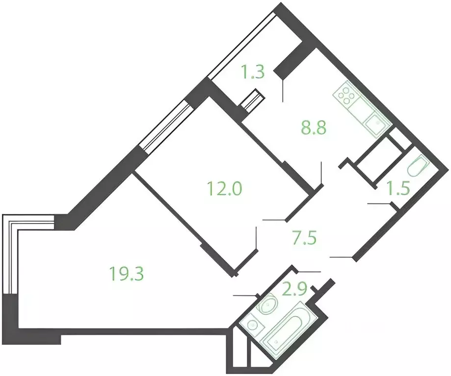 2-к кв. Московская область, Котельники Новые Котельники мкр, 14 (53.4 ... - Фото 2