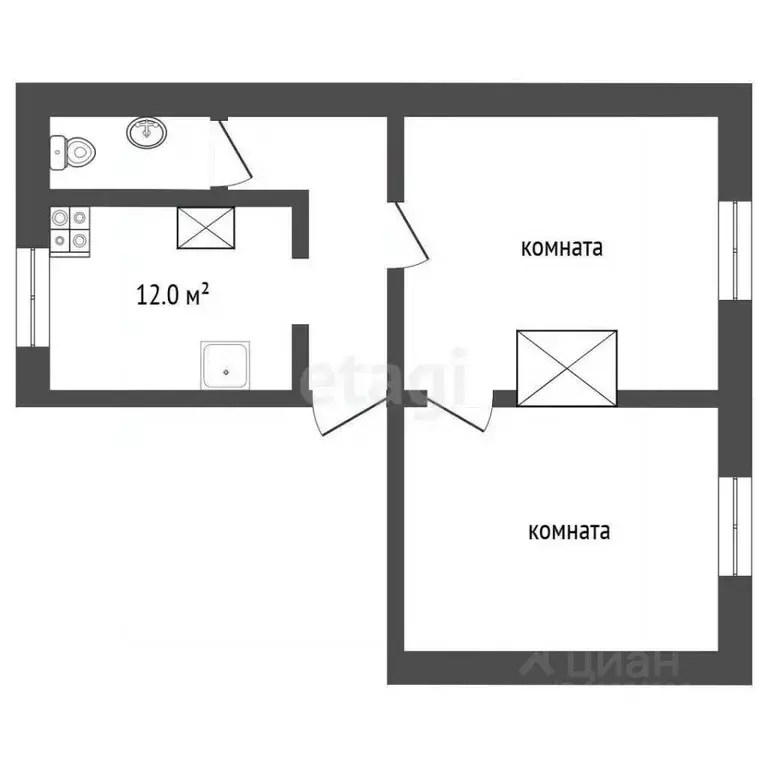 2-к кв. Вологодская область, Великий Устюг Кооперативная ул., 68/1 ... - Фото 2
