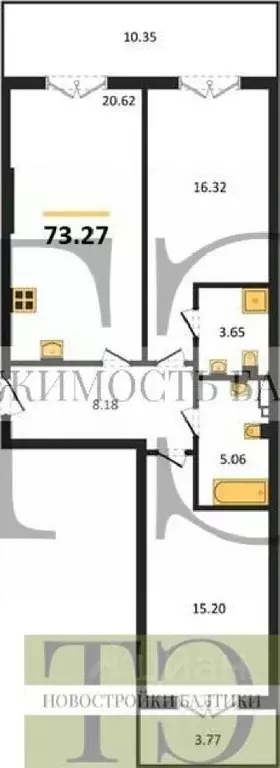 2-к кв. Калининградская область, Светлогорск ул. Нахимова (73.27 м) - Фото 0