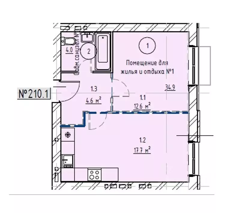 1-к кв. Московская область, Подольск городской округ, д. Докукино  ... - Фото 1