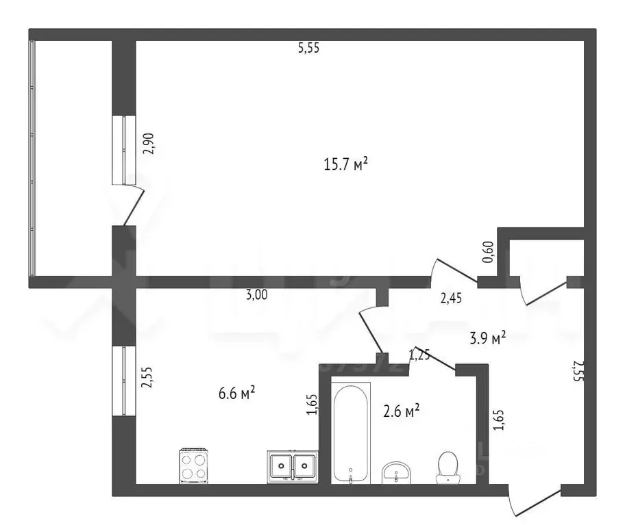 1-к кв. Красноярский край, Красноярск ул. Карла Маркса, 157 (34.0 м) - Фото 1