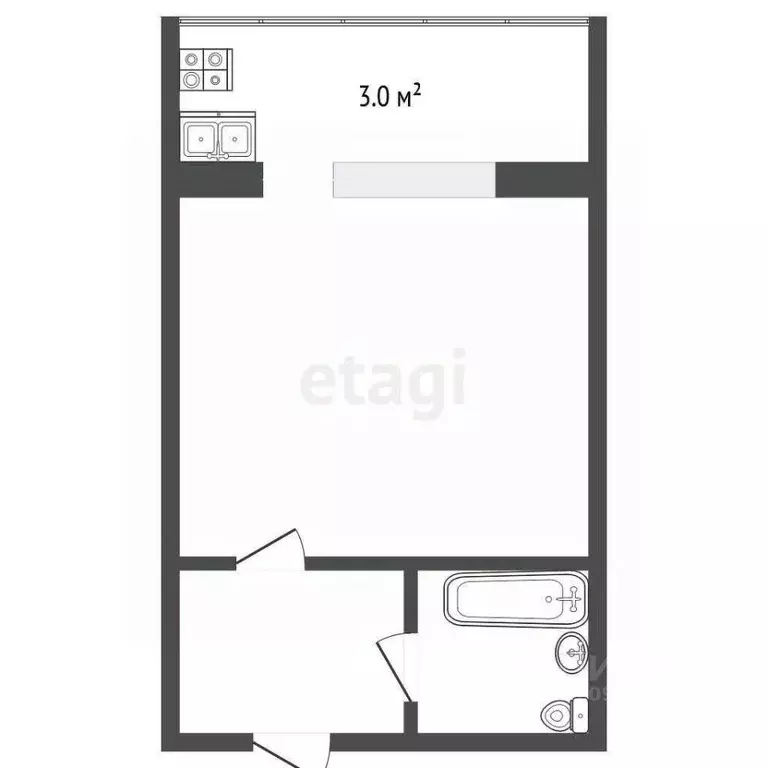 Студия Тюменская область, Тюмень ул. 30 лет Победы, 81 (18.6 м) - Фото 2