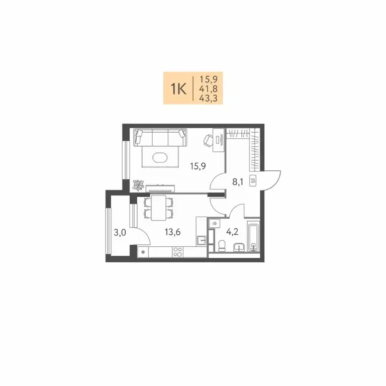 1-к кв. Пермский край, Пермь ул. Левченко, 8 (43.3 м) - Фото 0