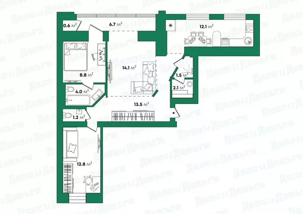 3-к кв. Кировская область, Киров ул. Чернышевского, 45 (77.4 м) - Фото 2
