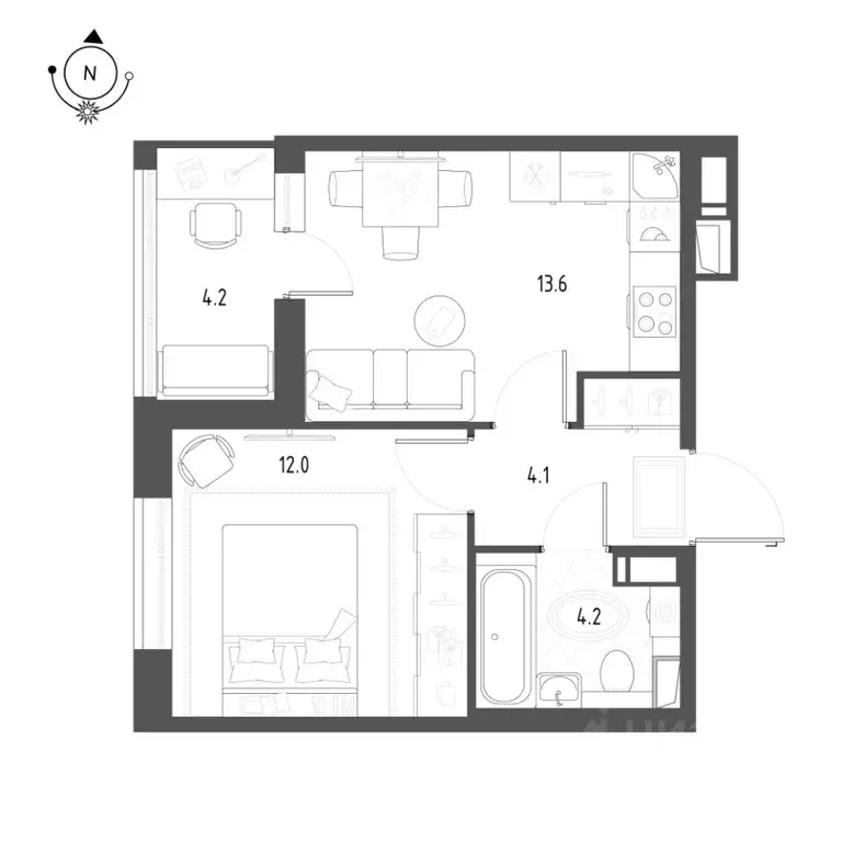 1-к кв. Омская область, Омск Зеленая река мкр, 1 (36.0 м) - Фото 0