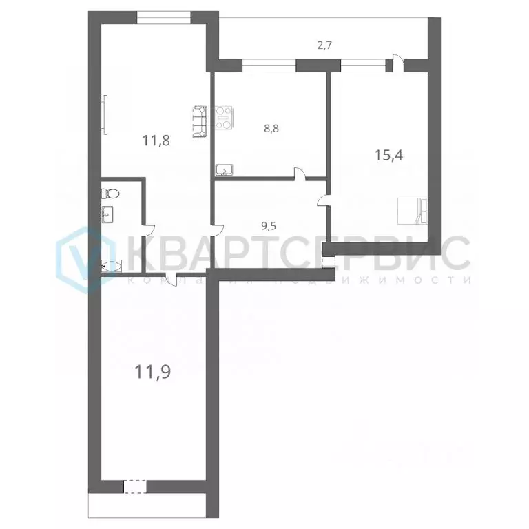 3-к кв. Омская область, Омск Почтовая ул., 6 (61.0 м) - Фото 2