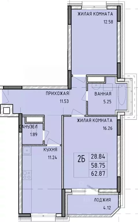 2-к кв. Тульская область, Тула Юго-Восточный мкр,  (62.87 м) - Фото 0