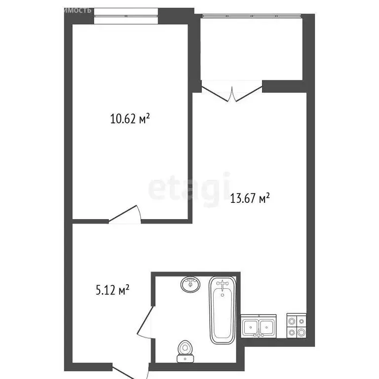 1-комнатная квартира: Новоселье, Центральная улица, 30к1 (33 м) - Фото 1