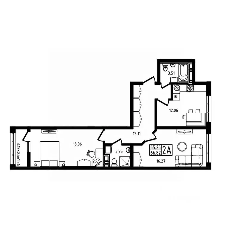 2-к кв. Адыгея, Майкоп  (66.82 м) - Фото 2