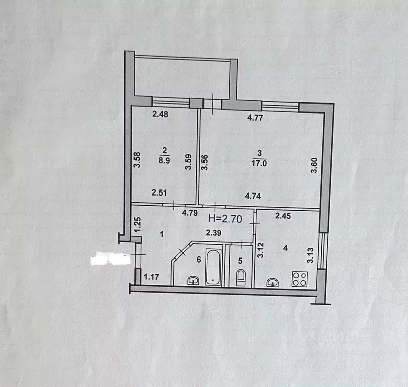 2-к кв. Волгоградская область, Волжский просп. Имени Ленина, 176 (47.4 ... - Фото 2