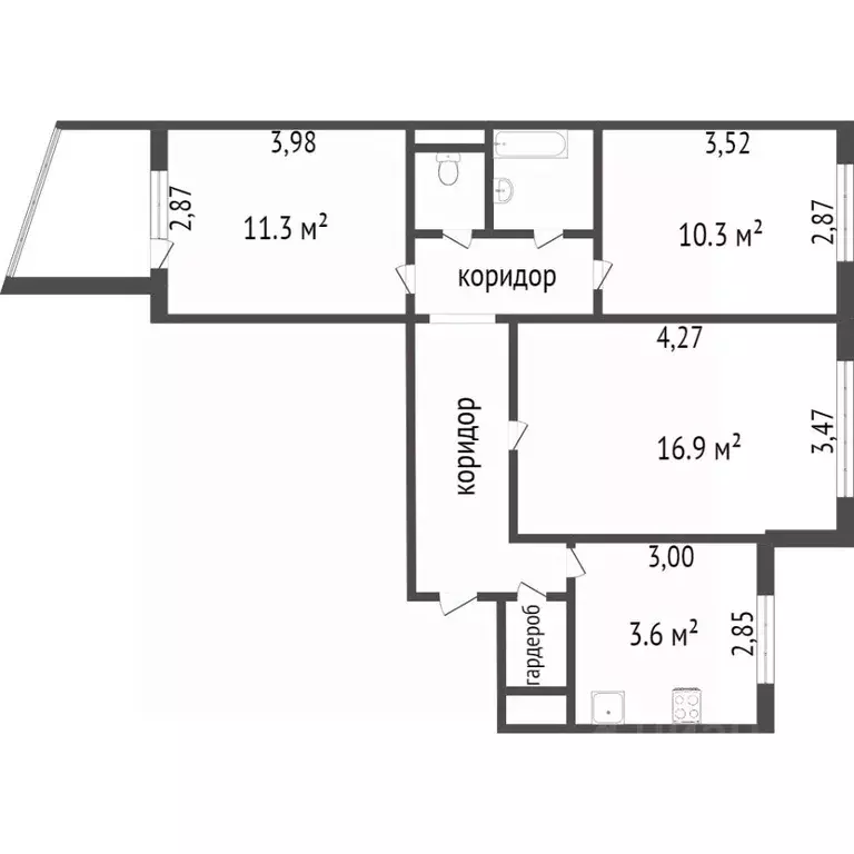 3-к кв. Воронежская область, Воронеж ул. Генерала Лизюкова, 101 (63.0 ... - Фото 2