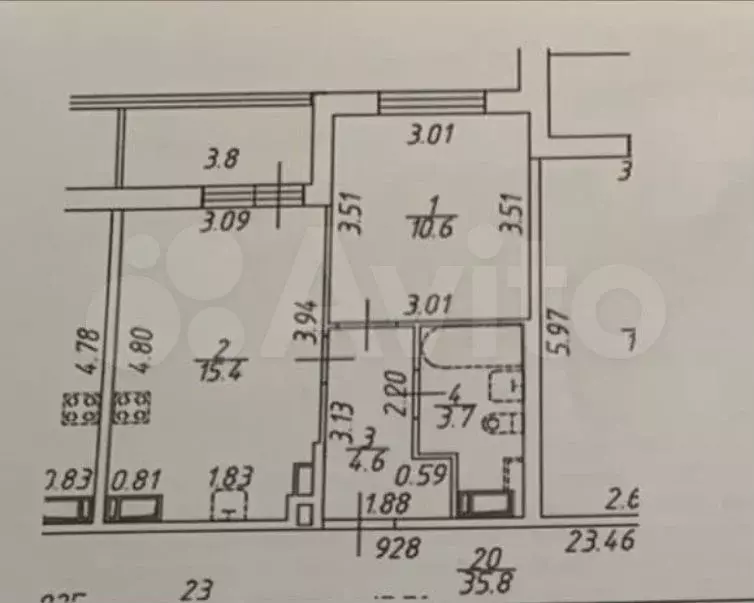 1-к. квартира, 34,3 м, 4/8 эт. - Фото 0