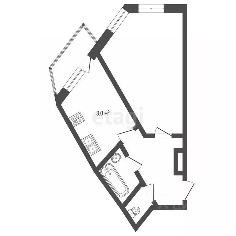 1-к кв. Томская область, Томск ул. Береговая, 7 (41.4 м) - Фото 1