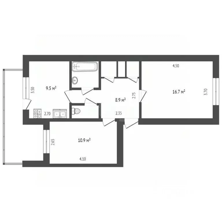 2-к кв. Крым, Бахчисарай ул. Мира, 14к3 (51.2 м) - Фото 2