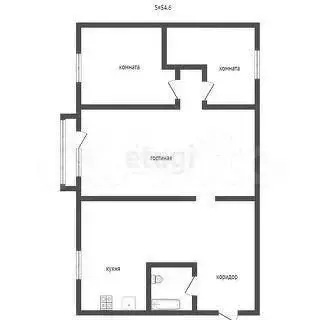 3-к. квартира, 53,6 м, 2/4 эт. - Фото 0