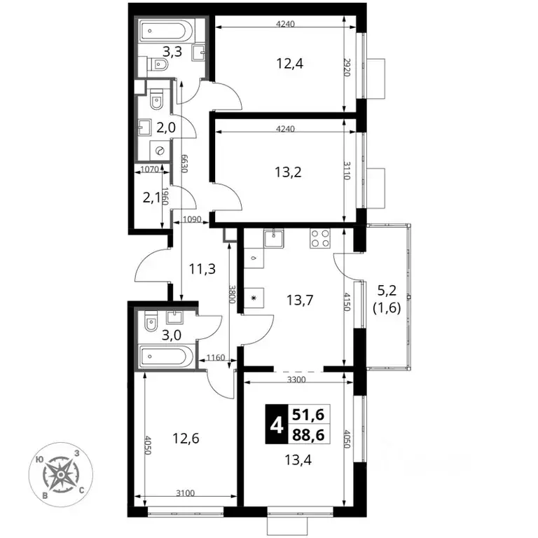 4-к кв. Московская область, Ленинский городской округ, пос. Битца ... - Фото 1