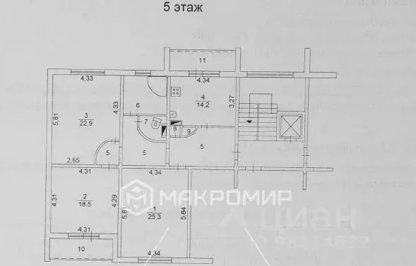 3-к кв. Челябинская область, Челябинск Комсомольская ул., 18А (108.4 ... - Фото 2