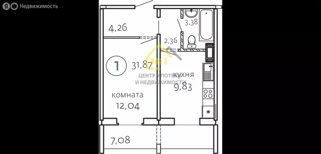 1-комнатная квартира: Челябинск, улица Маршала Чуйкова, 26 (31.87 м) - Фото 0