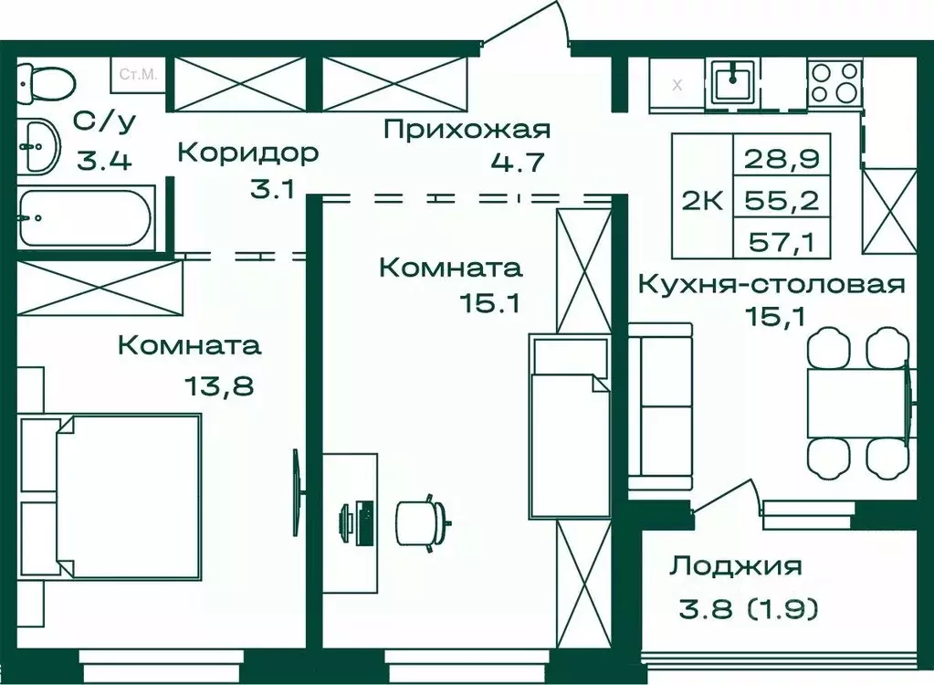 2-к кв. Алтай, Майминский район, с. Майма Алтайская ул., 2АК1 (57.1 м) - Фото 0