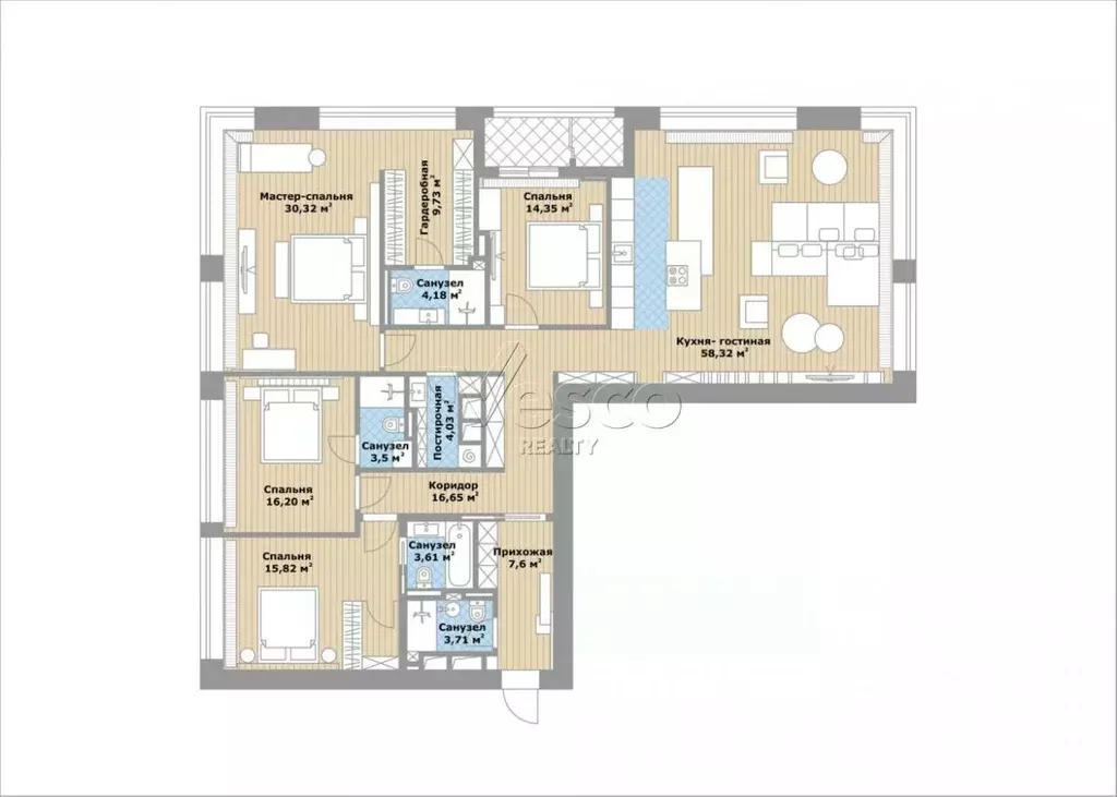 5-к кв. Москва ул. Усачева, 2С3 (200.0 м) - Фото 2
