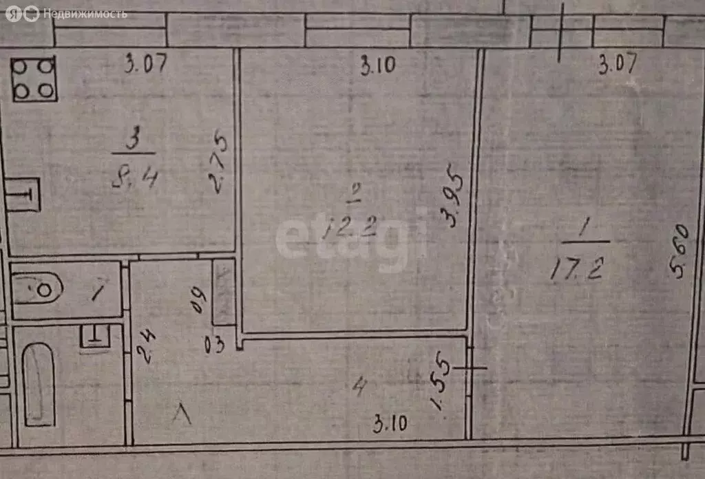 2-комнатная квартира: Казань, улица Адоратского, 46 (50 м) - Фото 1