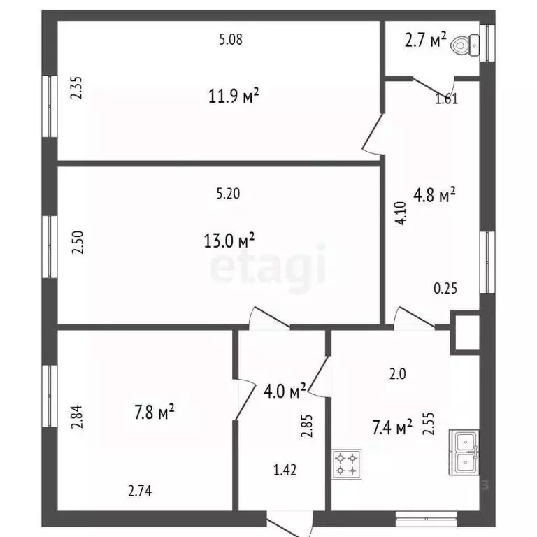 2-к кв. Санкт-Петербург Английский просп., 58 (51.6 м) - Фото 2