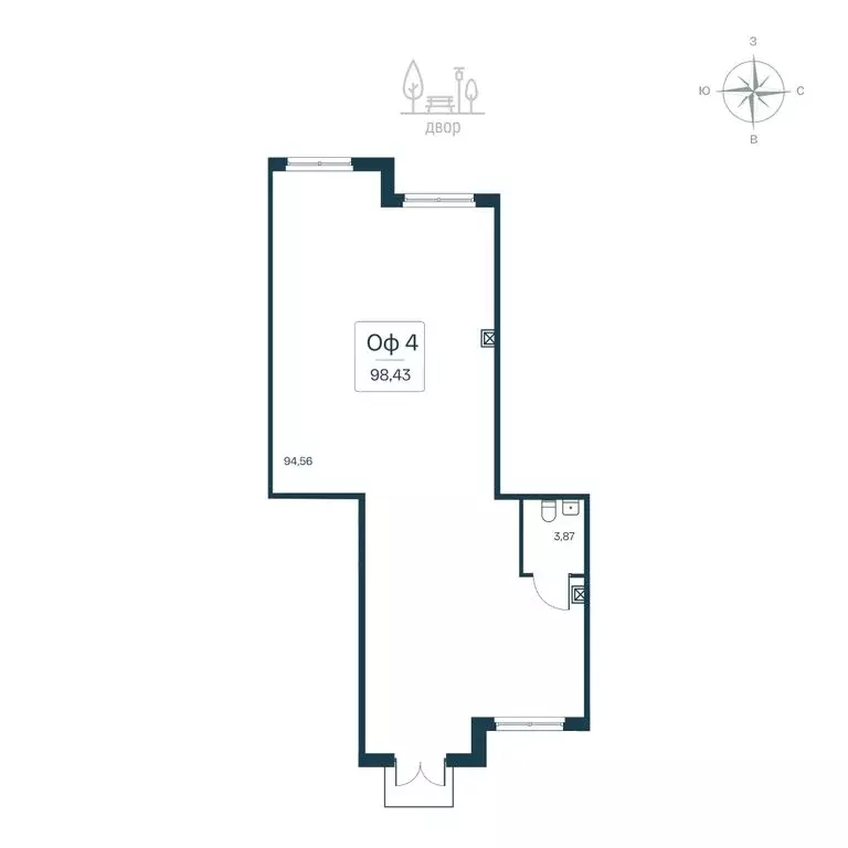 Помещение свободного назначения (98.43 м) - Фото 2
