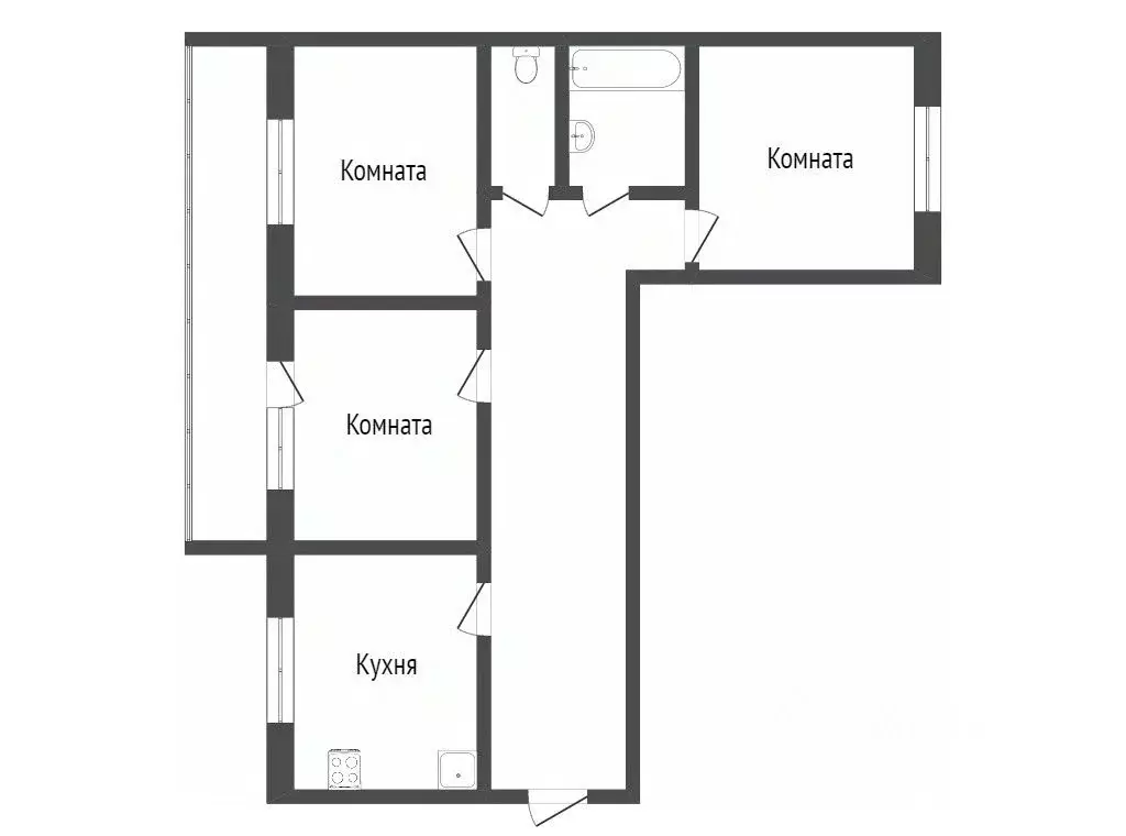 3-к кв. Костромская область, Кострома Южная ул., 34 (76.9 м) - Фото 1