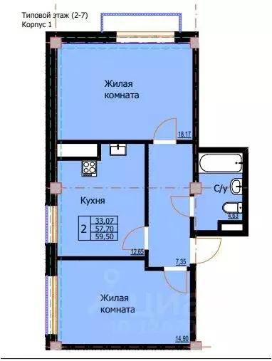 2-к кв. Ставропольский край, Ессентуки  (59.5 м) - Фото 0