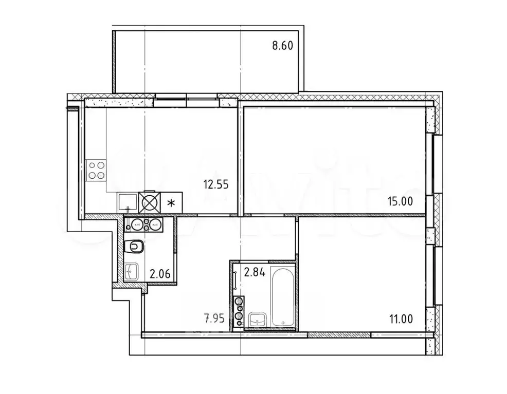 2-к. квартира, 51 м, 21/24 эт. - Фото 0