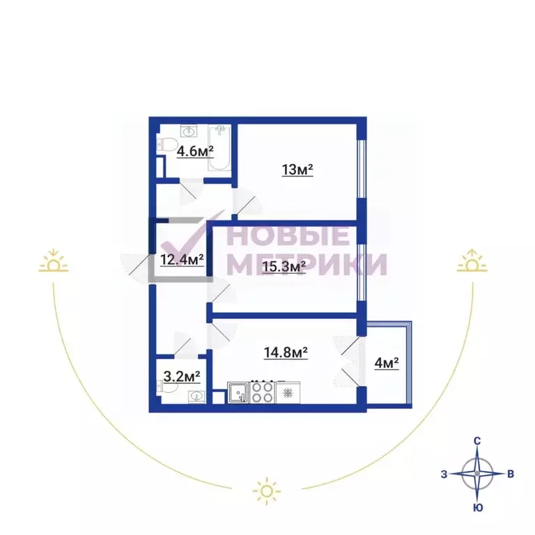 2-к кв. Санкт-Петербург Приморский просп., 52К3 (66.0 м) - Фото 2