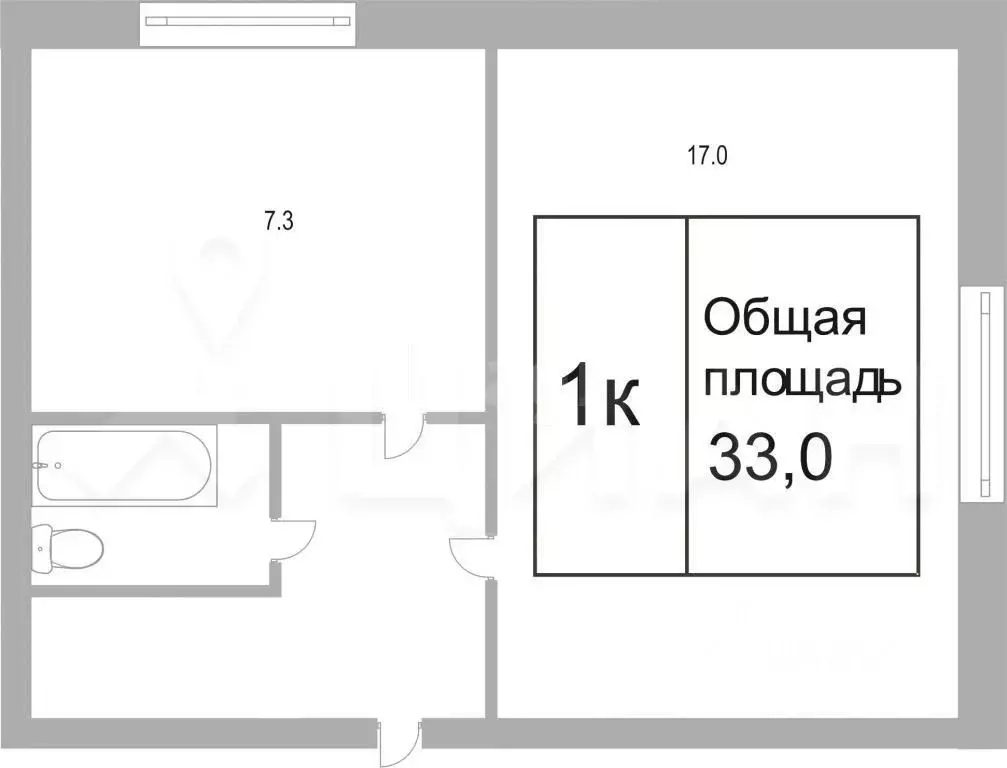 1-к кв. Челябинская область, Озерск Октябрьская ул., 19 (33.7 м) - Фото 1