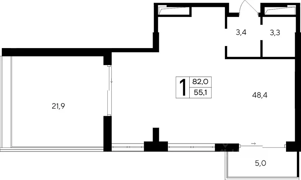 1-к кв. Крым, Евпатория Курортный кв-л,  (82.0 м) - Фото 1