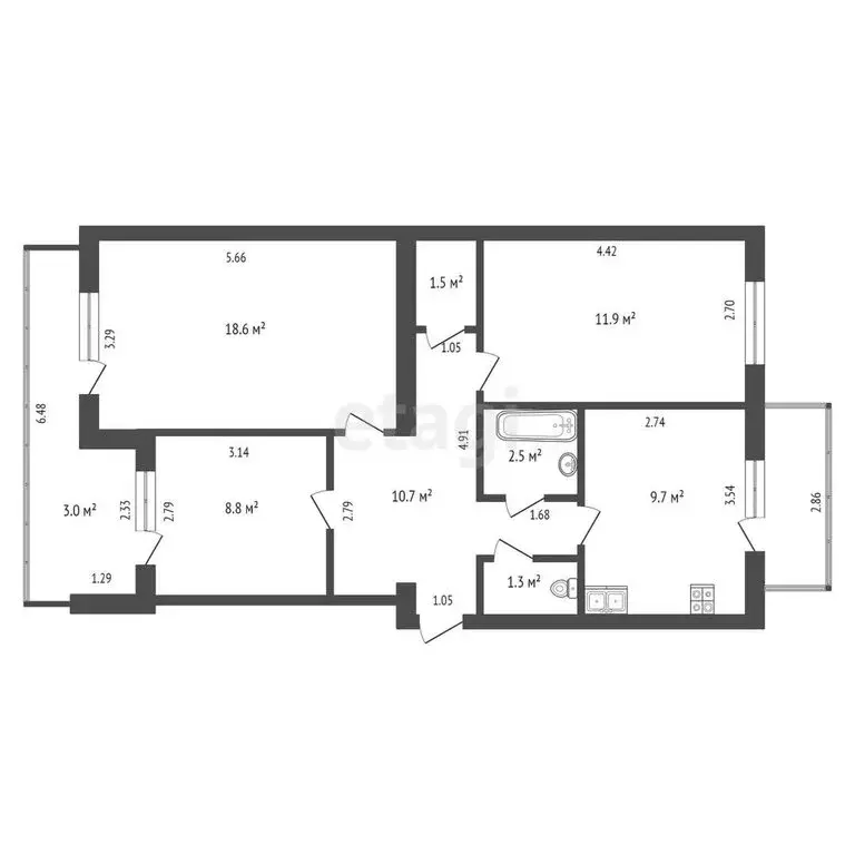 3-комнатная квартира: Судак, Серный переулок, 5 (65 м) - Фото 1