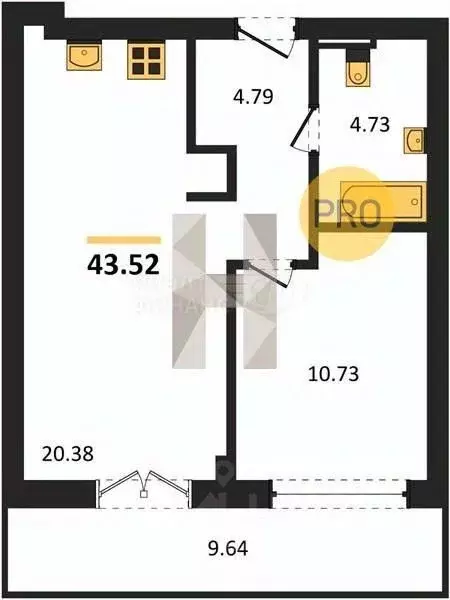 1-к кв. Калининградская область, Гурьевск Включи жилой комплекс (42.59 ... - Фото 1