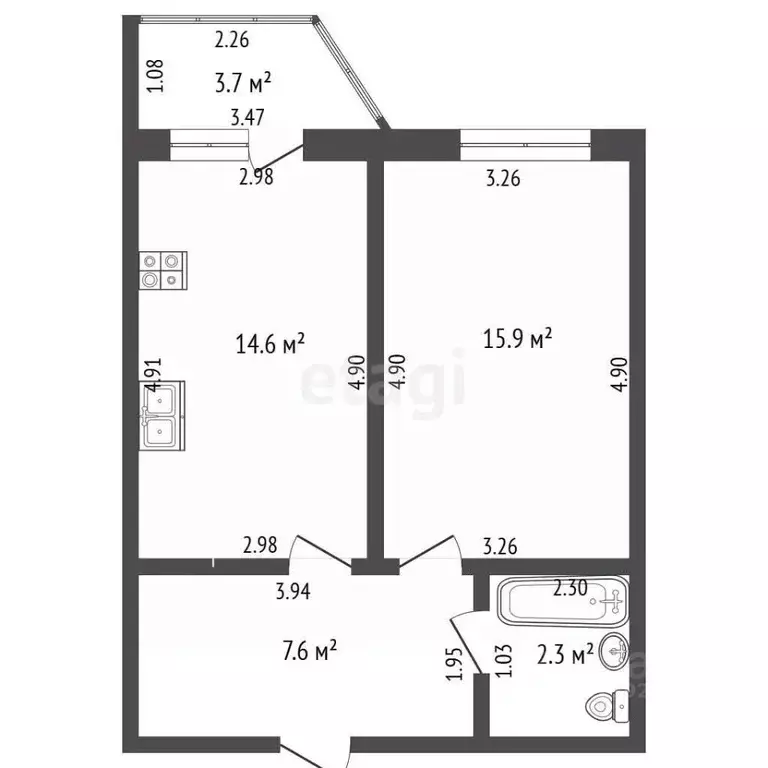 1-к кв. Тамбовская область, Тамбов Мичуринская ул., 19 (42.7 м) - Фото 2