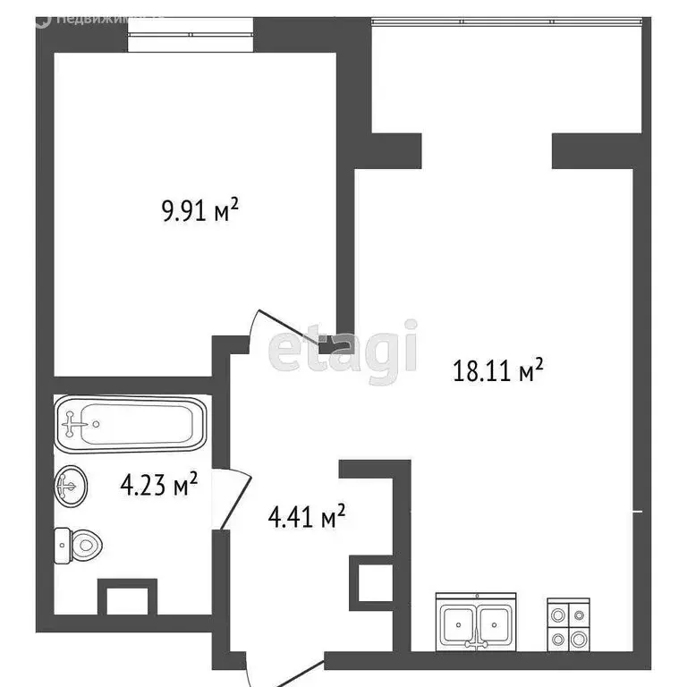 1-комнатная квартира: Тюмень, улица Первооткрывателей, 14 (36.66 м) - Фото 1
