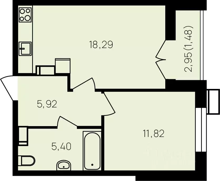 1-к кв. Калужская область, Обнинск ул. Славского, 10 (44.4 м) - Фото 1