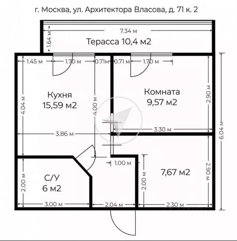 2-комнатная квартира: Москва, улица Архитектора Власова, 71к2 (48.3 м) - Фото 1