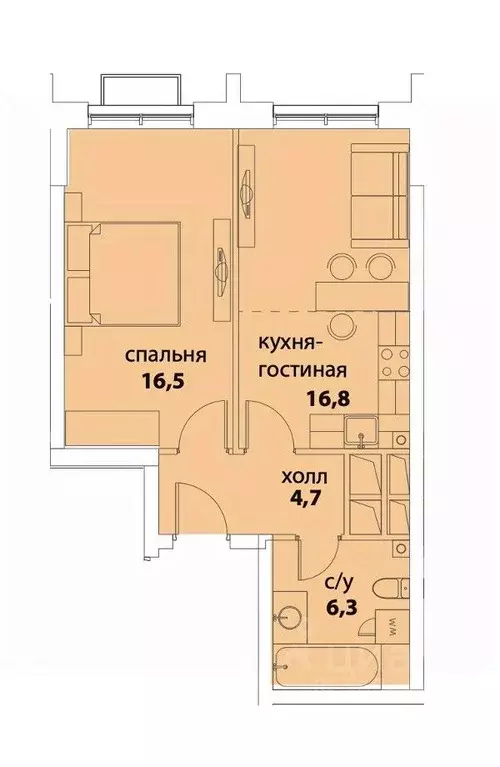 1-к кв. Москва Шелепихинская наб., 34к6 (45.0 м) - Фото 1