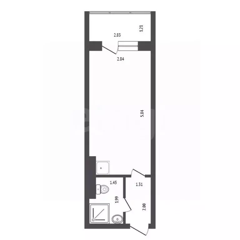 Студия Красноярский край, Красноярск ул. Вильского, 36 (21.5 м) - Фото 2
