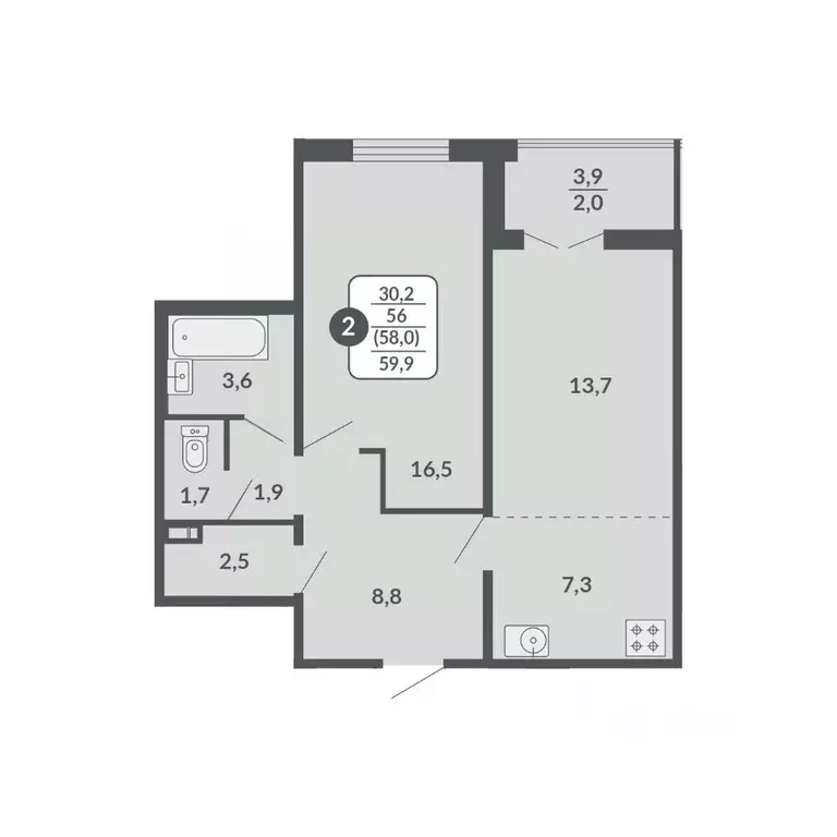 2-к кв. Кировская область, Киров ул. Щорса, 53 (58.0 м) - Фото 0