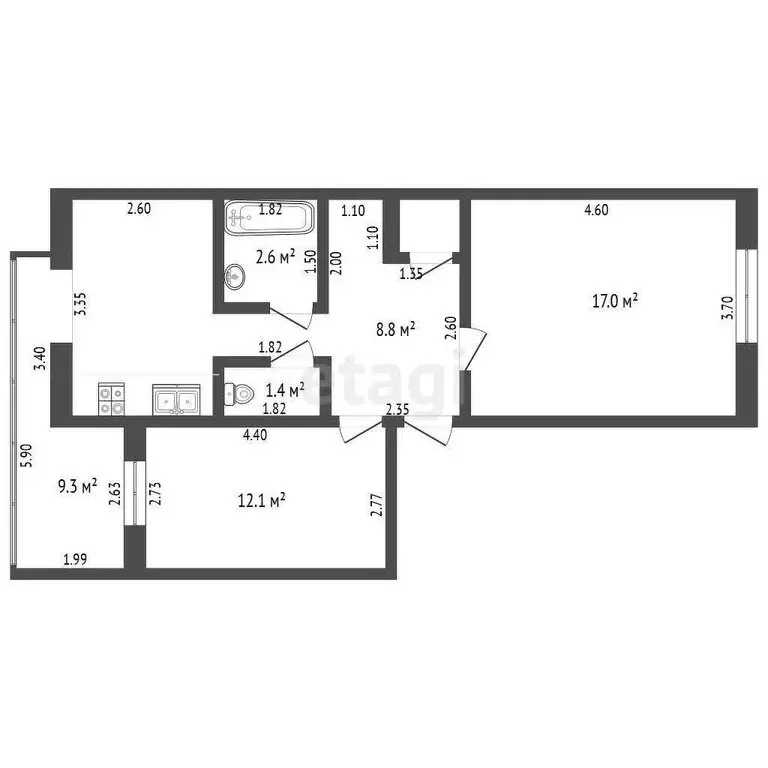2-комнатная квартира: Анапа, улица Ленина, 193 (61.2 м) - Фото 1