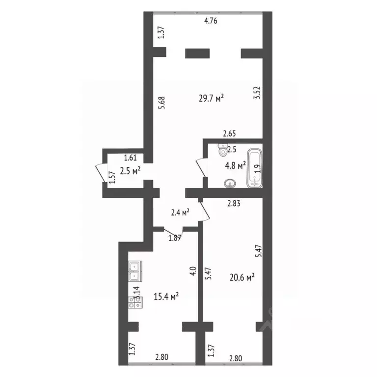 3-к кв. Крым, Бахчисарай ул. Грузинова, 61 (75.4 м) - Фото 2