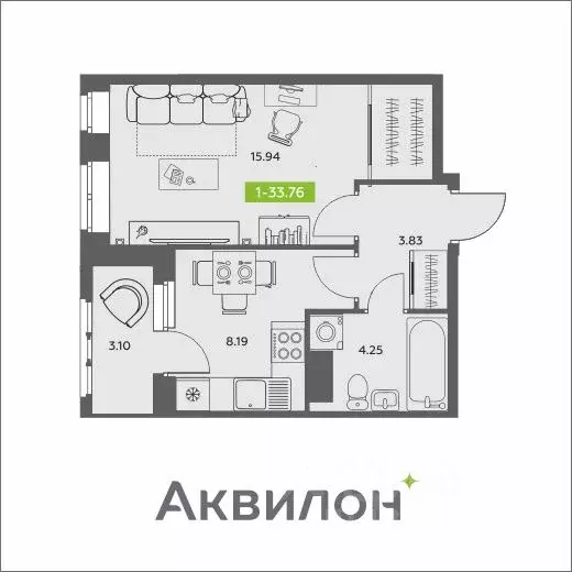 1-к кв. Архангельская область, Архангельск АКвартал жилой комплекс ... - Фото 1