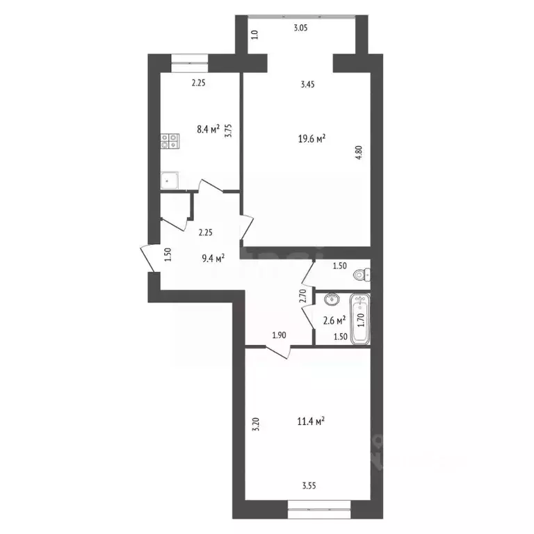 2-к кв. Тамбовская область, Мичуринск ул. Покровского, 64 (53.0 м) - Фото 2